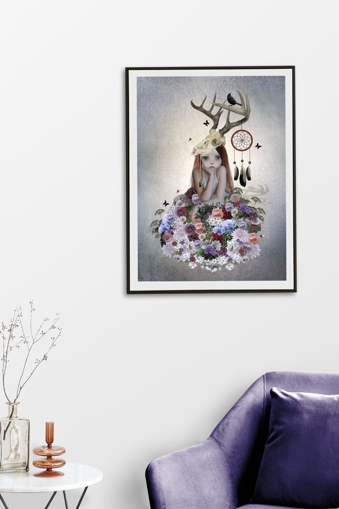 Wildflower Girl Art Print | Floral Wall Art