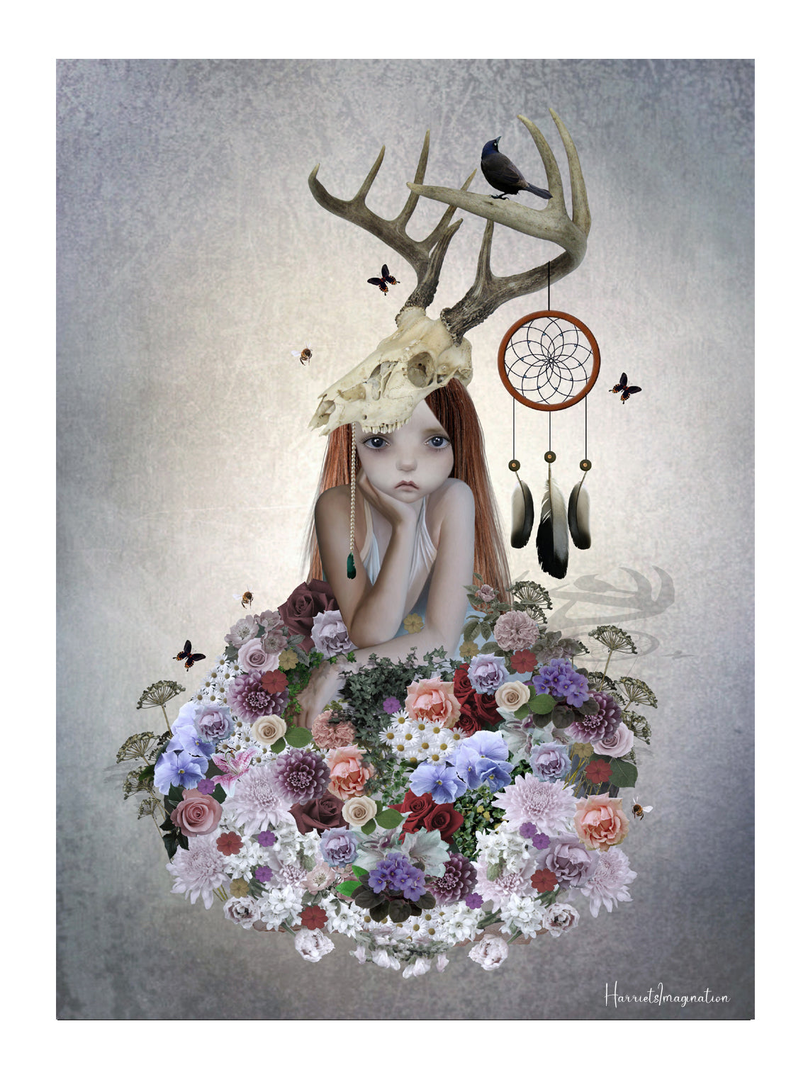 Wildflower Girl Art Print | Floral Wall Art