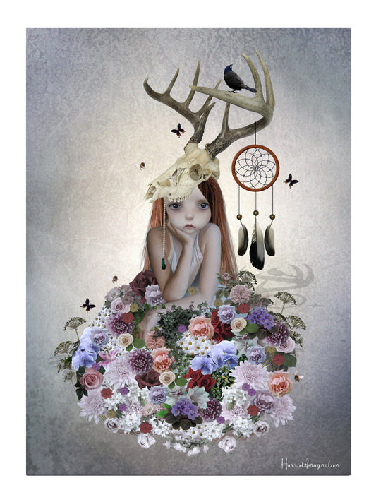 Wildflower Girl Art Print | Floral Wall Art