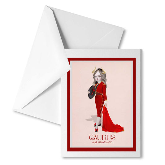 Taurus Star Sign greeting card with matching envelope, perfect for sending a  whimsical message.