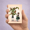 Venus Fly Trap ACEO Card held in a hand to show miniature scale.