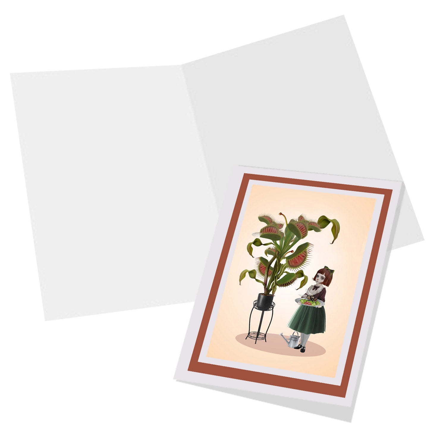  Venus Flytrap Art greeting card blank inside for your own personal message.