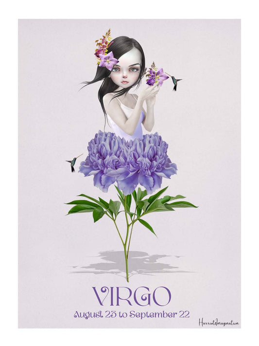 Star sign art print representing Virgo, displayed without a frame.