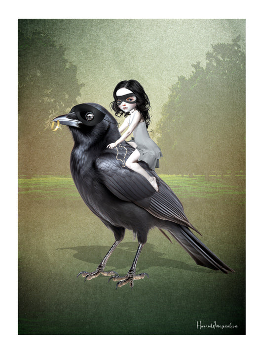 Unframed Whimsical bird art print with quirky design.