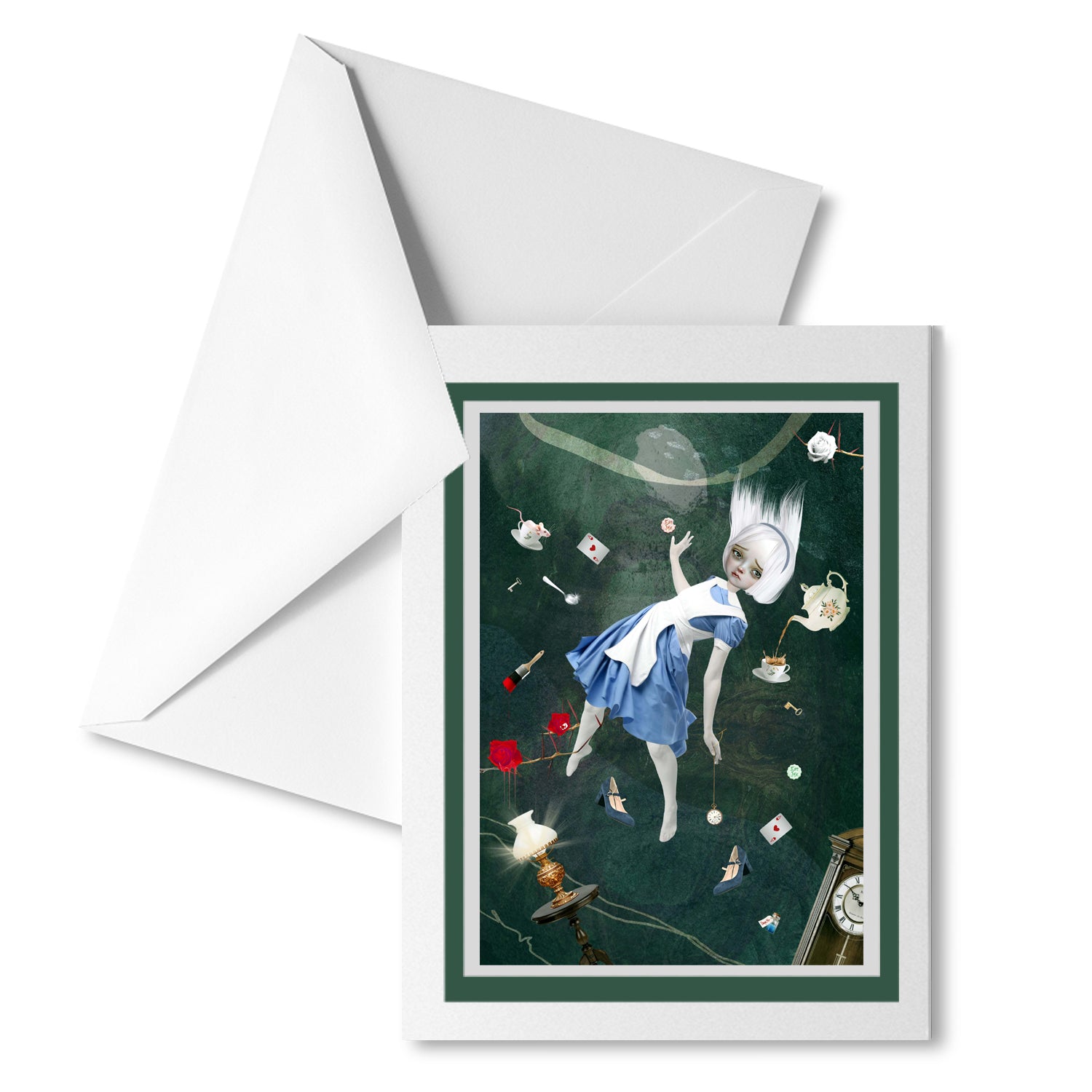 Alice In Wonderland Down The Rabbit Hole Greeting Card. Share the adventure of Alice's tumble into Wonderland