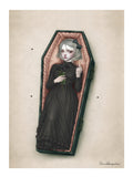 This gothic coffin girl art print blends dark whimsy with surreal style—perfect for your alternative home decor.