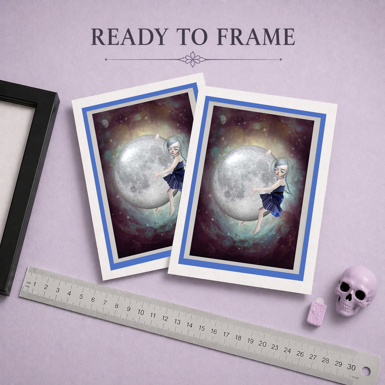 Cosmic Embrace greeting card ready to frame.